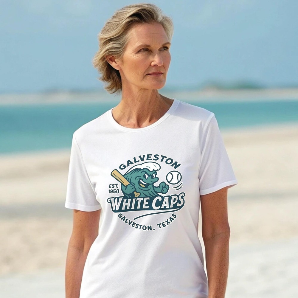 Galveston White Caps T Shirt - Picture 1 of 4